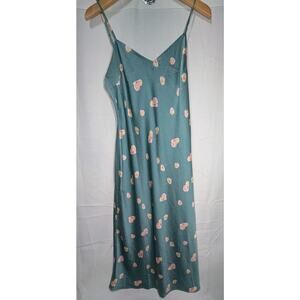 Lush Women's Floral Satin Midi Slip Dress Sz Medium Feminine Romantic